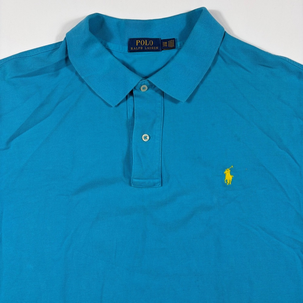 Polo Ralph Lauren Polo Shirt Mens 2XB Big & Tall Pique Cotton Turquoise Blue